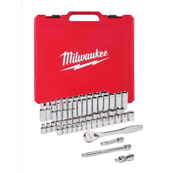 Milwaukee 3/8 in. drive Metric/SAE Mechanics Socket and Ratchet Set 56 pc