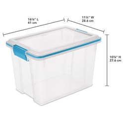 Sterilite 20 qt Clear Latch Storage Box 10.875 in. H X 11.25 in. W X 16.125 in. D Stackable