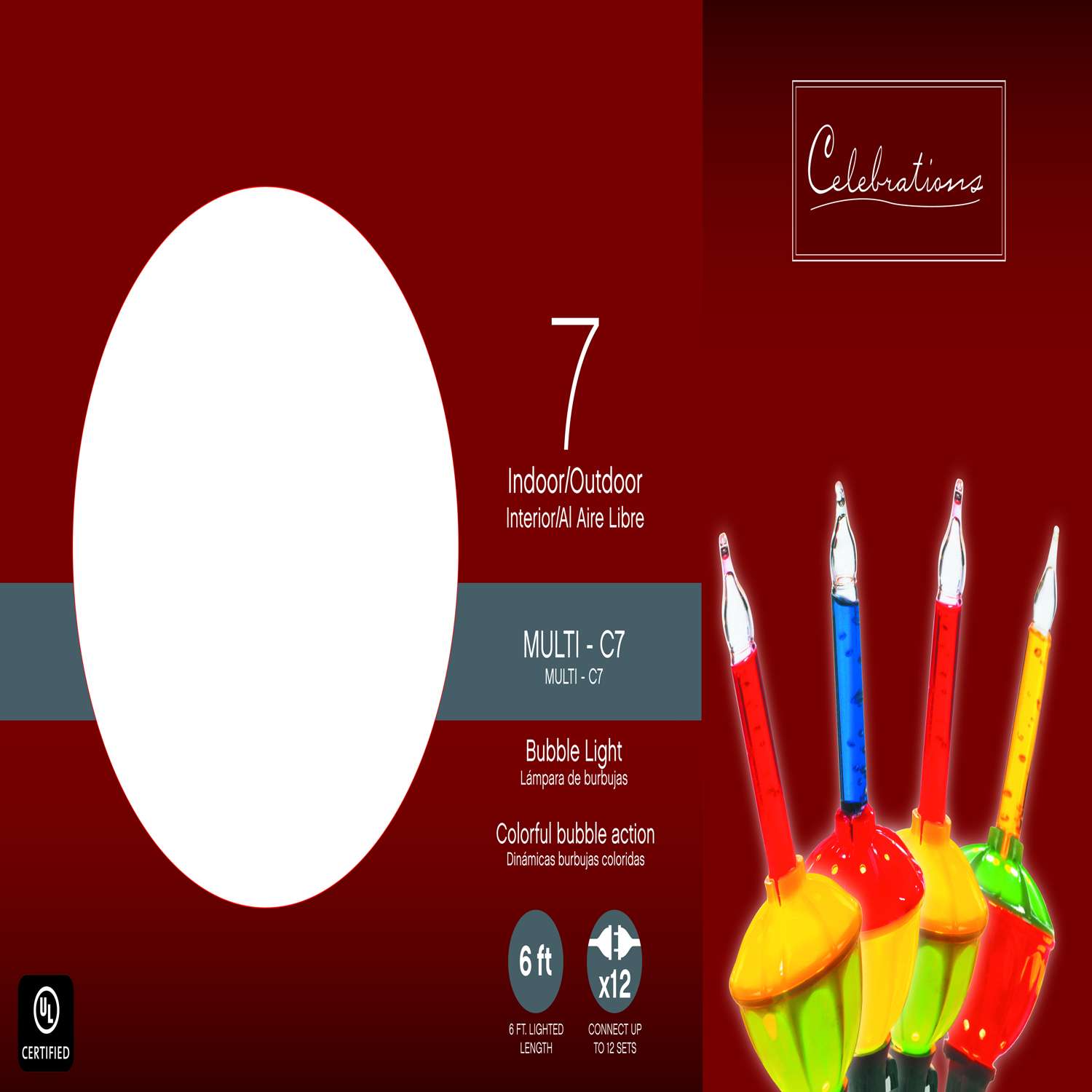 Celebrations Incandescent Bubble Multicolored 7 ct Novelty Christmas