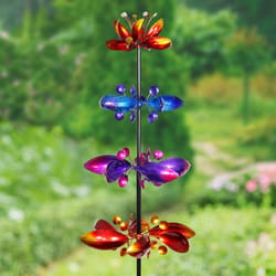 Exhart Multicolored Metal 72 in. H Lotus Flower Garden Stake Spinner