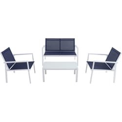 Hanover Naples 4 pc White Aluminum Conversation Set