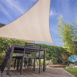 Coolaroo Ready-To-Hang Polyethylene Shade Sail Triangle Shade Sail Canopy 16.5 ft. H X 16.5 ft. W X