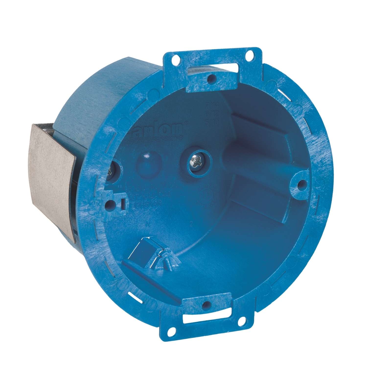 Carlon 3.5 in. Round Thermoplastic 1 gang Electrical Ceiling Box Blue