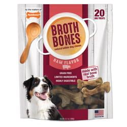 Nylabone Broth Bones Ham Grain Free Treats For Dogs 14.1 oz 9.5 in. 20 pk