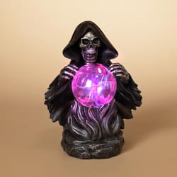 Gerson 10.75 in. Grim Reaper With Magic Ball Halloween Decor