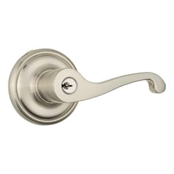 Brinks Push Pull Rotate Glenshaw Satin Nickel Entry Lever KW1 1.75 in.