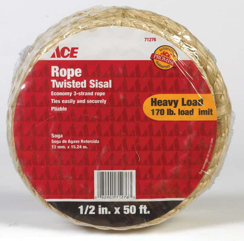 Ace 1/2 in. D X 50 ft. L Tan Twisted Sisal Rope Ace Hardware