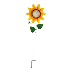 Glitzhome Green/Yellow Metal 44 in. H X 12.25 in. L X 2 in. W Sunflower with Thermometer Yard Stake