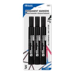 Bazic Products Black Chisel Tip Permanent Marker 3 pk