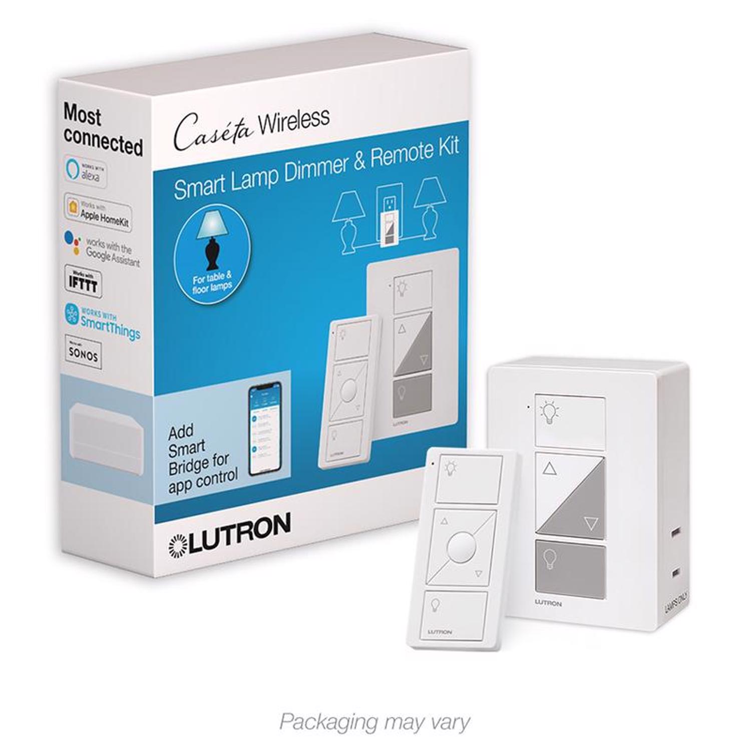 Photos - Household Switch Lutron Caseta White 100 W Plug-In Smart-Enabled Dimmer Switch w/Remote Con 