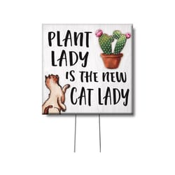 My Word! Multicolored Wood 4 in. H Plant Lady Is The New Cat Lady Plant Pokes