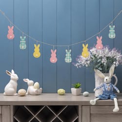 Glitzhome Easter Garland Iron/Linen 1 pc