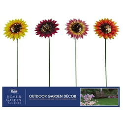 Alpine Multicolored Metal 18 in. H Glitter Sunflower Pot Stake