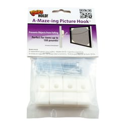 Quake Hold Ready America Plastic Coated White Safety Picture Hook 100 lb 4 pk