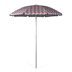 Oniva Portable Beach Umbrella 66 in. Tiltable Multicolor Beach Umbrella