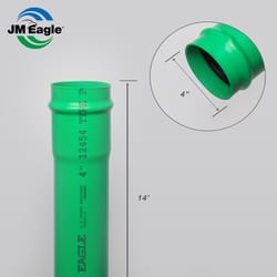 JM Eagle PVC Sewer Main 4 in. D X 14 ft. L Bell 0 psi