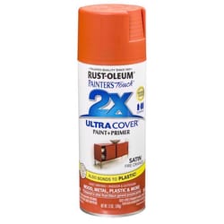 Rust-Oleum Painter's Touch 2X Ultra Cover Satin Fire Orange Paint+Primer Spray Paint 12 oz