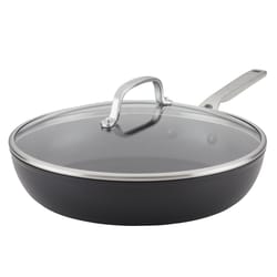 KitchenAid Hard Anodized Aluminum Skillet w/Lid 12.25 in. Black/Clear