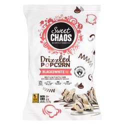 Sweet Chaos Delightfully Disruptive Black & White Drizzled Popcorn 1.5 oz Bagged