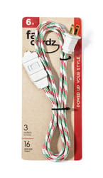 Fabcordz Indoor 6 ft. L Green/Red/White Extension Cord 16/2 SPT-2