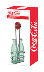 TableCraft Coca-Cola Clear Glass/Steel Salt and Pepper Shakers w/Rack 1 oz