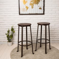Glitzhome Rustic Elm Wood Farmhouse/Industrial Barstool