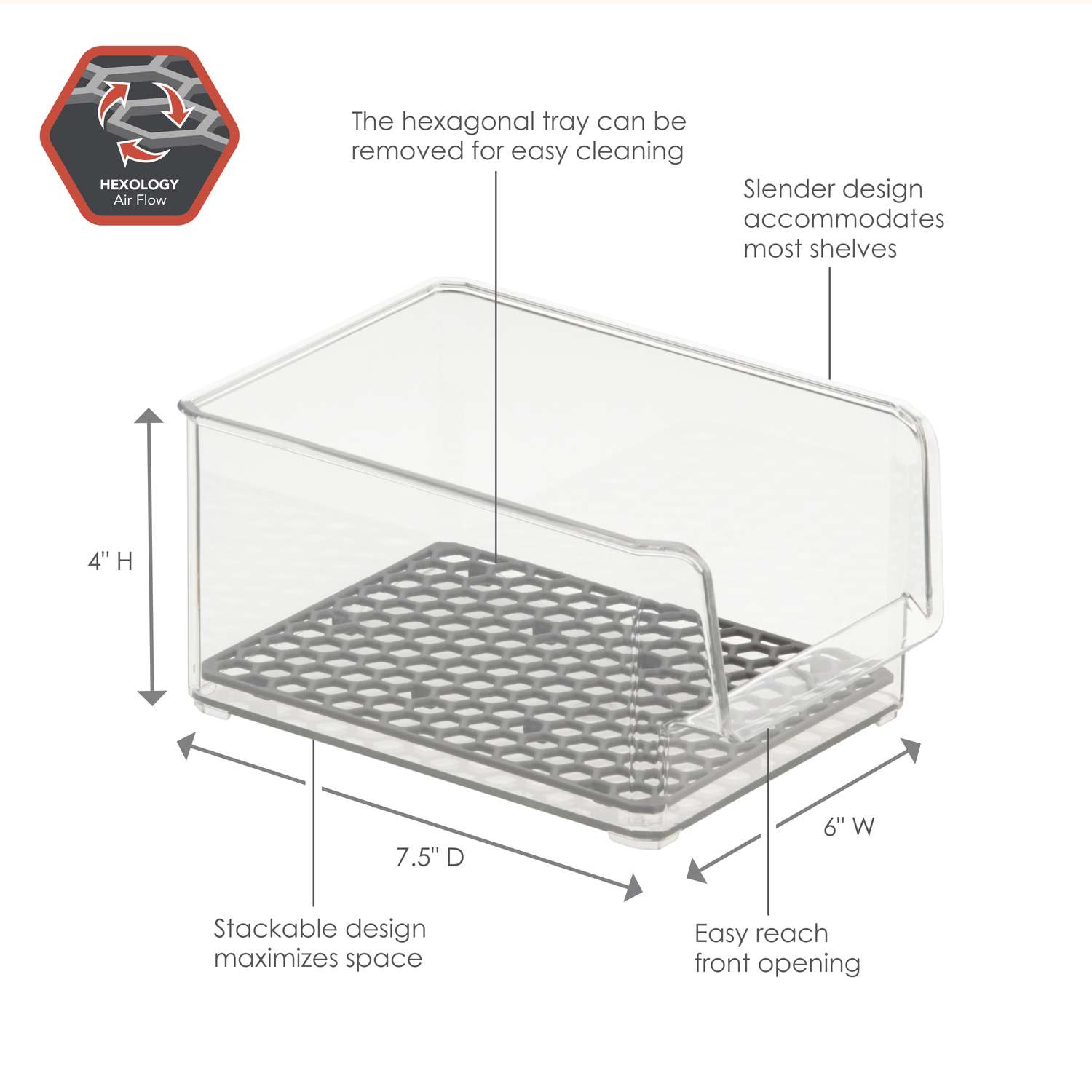 Set of 4 Hexa Drawer Organizer Clear - Spectrum Diversified