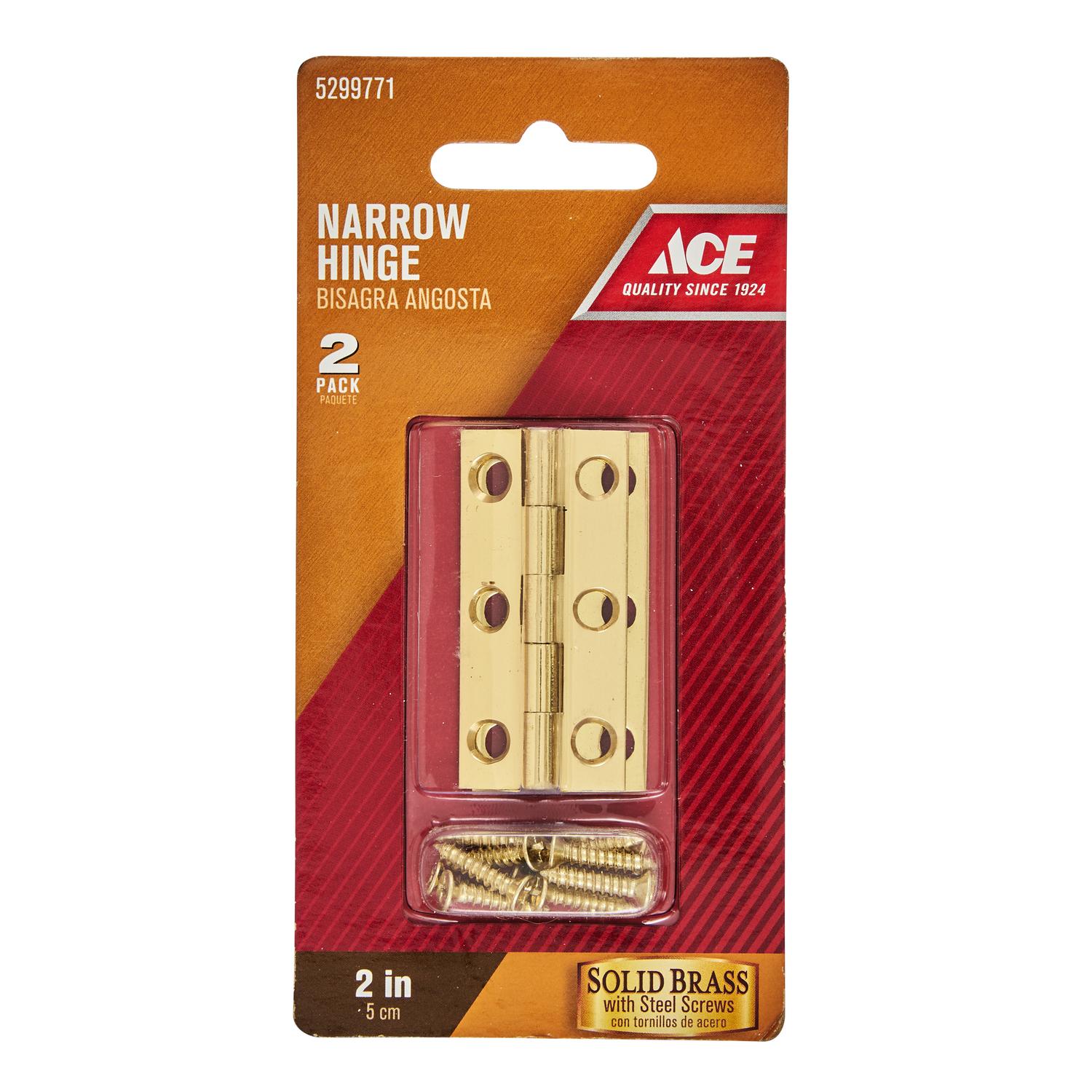 Ace 2 in. W X 1 in. L Polished Brass Brass Narrow Hinge 2 pk - 01-3645-145 - Hardware Accessories  sku 01-3645-145