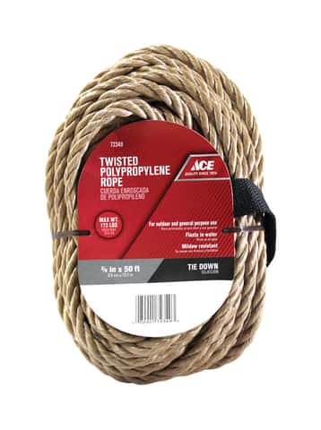 Ace 3/8 in. D X 50 ft. L Tan Twisted Poly Rope - Ace Hardware