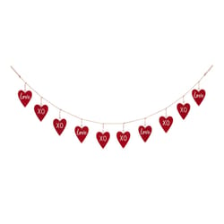 Glitzhome Valentine's Heart Garland Iron/Linen/Wood 1 pc