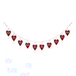Glitzhome Valentine's Heart Garland Iron/Linen/Wood 1 pc