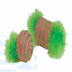 Chomper Kylies Brights Assorted Raffia Spool and Ball with Feather Raffia Cat Toy Large 2 pk