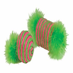 Chomper Kylies Brights Assorted Raffia Spool and Ball with Feather Raffia Cat Toy Large 2 pk
