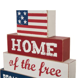 Glitzhome Flag and semtiments Sign Table Decor Wood 1 pk