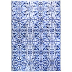 Homefires 5 ft. W X 7 ft. L Blue/White Shibori Blues Polyester Area Rug