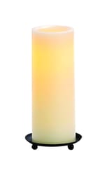 Inglow Butter Cream Vanilla Scent Pillar Candle 8 in. H