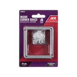Ace 2-1/2 in. H X 3.75 in. W X 2-1/2 in. D Galvanized Steel Inside L Corner Brace