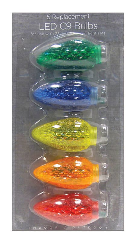 UPC 843518023020 product image for Celebrations Multi-color Faceted LED C9 Replacement Bulbs 5/Pack (11228-71) | upcitemdb.com