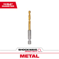 Milwaukee Shockwave 11/64 in. X 2.91 in. L Titanium Red Helix Drill Bit Hex Shank 1 pc