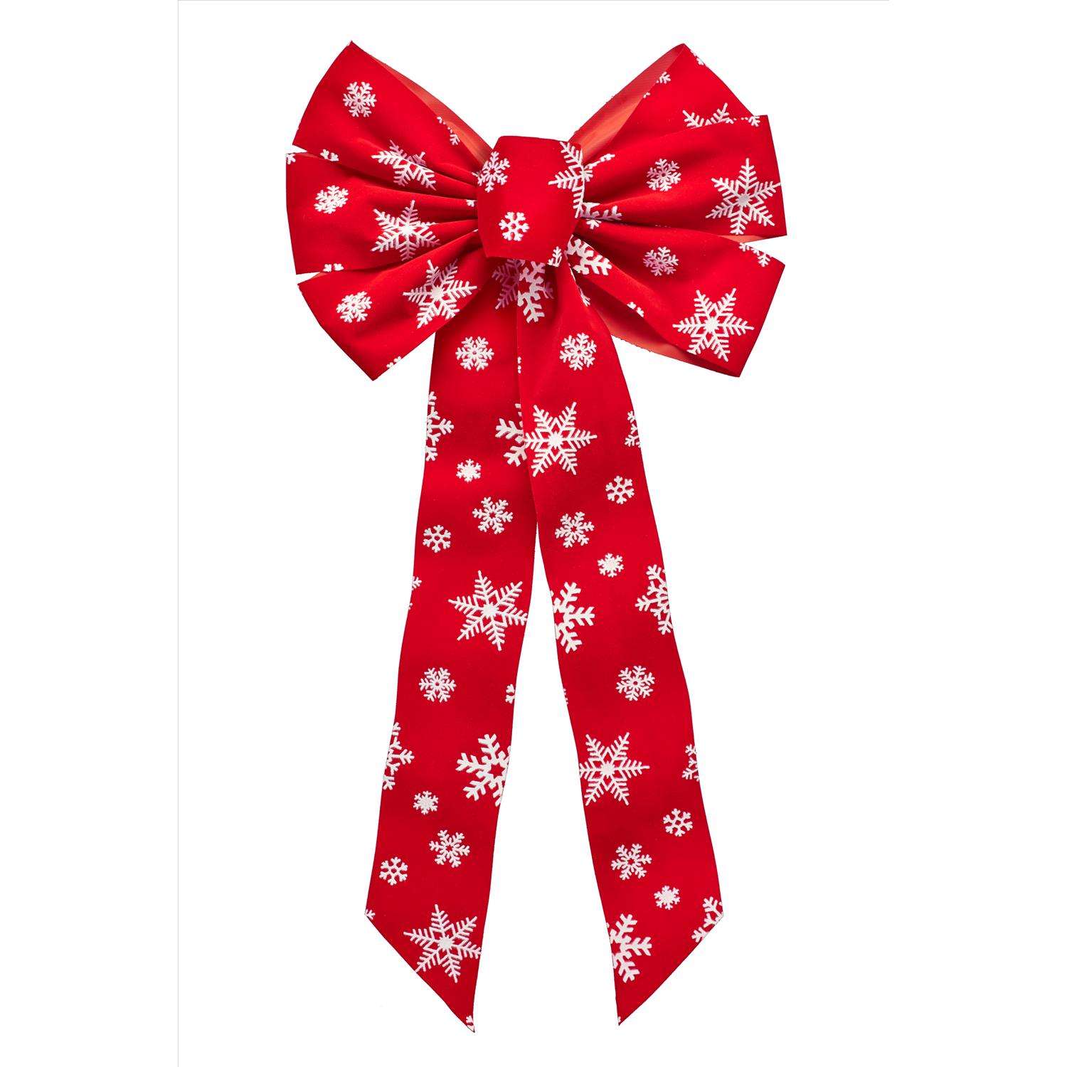Holiday Trims Red/White Snowflake Christmas Bow 26 in. Ace Hardware