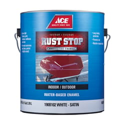 Ace Rust Stop Indoor/Outdoor Satin White Water-Based Enamel Rust Prevention Paint 1 gal