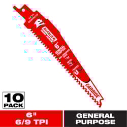 Diablo Demo Demon 6 in. Carbide Tipped General Purpose Reciprocating Saw Blade 6/9 TPI 10 pk