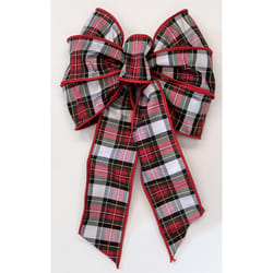 Holiday Trims Black/Red/White 7 Loop Christmas Bow Indoor Christmas Decor 14 in.