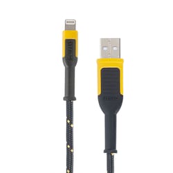 DeWalt Lightning to USB Charge and Sync Cable 10 foot Black/Yellow
