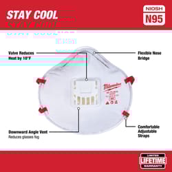 Milwaukee N95 Multi-Purpose Respirator Valved White One Size Fits All 1 pk