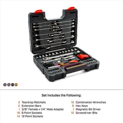 Crescent 3/8 in. drive Metric/SAE 6 and 12 Point Mechanic's Tool Set 70 pc