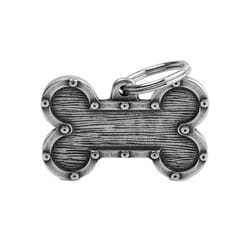 MyFamily Bronx Silver Bone Futuristic Metal Dog Pet Tags Large