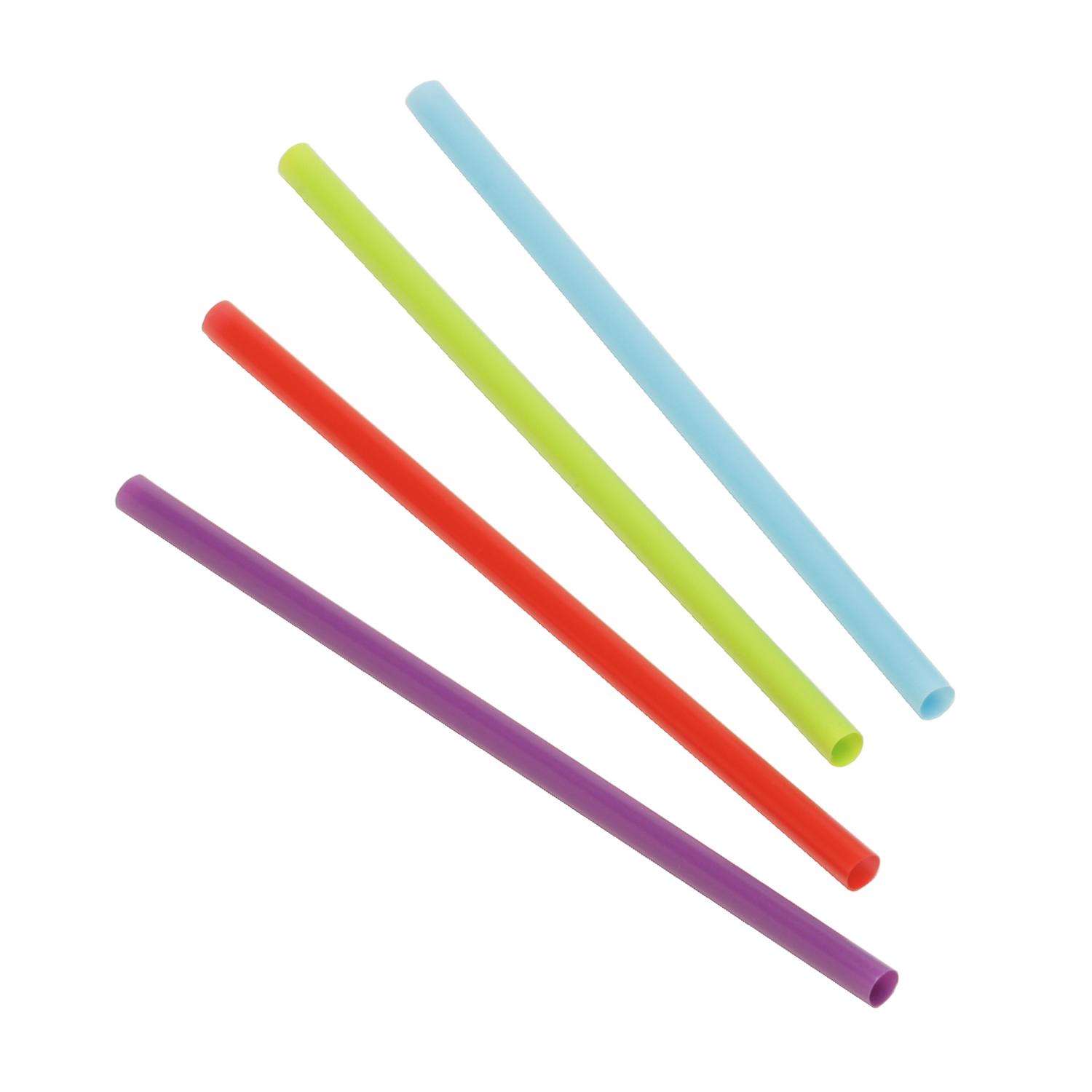 KOLORAE Striped Reusable Plastic Straws - 24 Count