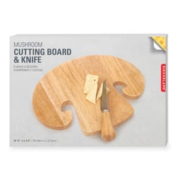 Kikkerland 9 in. L X 11 in. W X 1 in. Steel/Wood Mushroom Cutting Board Set