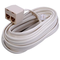 Ace 25 ft. L Ivory Plug/Twin Jack Extension Line Cord